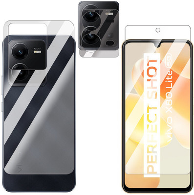 FCS Front and Back Screen Guard for vivo X80 Lite Front+Back+Camera (Glossy)(Pack of 3)