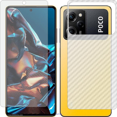 TELTREK Front and Back Screen Guard for POCO X5 PRO 22101320I (Front Matte Finish & Back 3d Carbon Fiber)(Pack of 2)