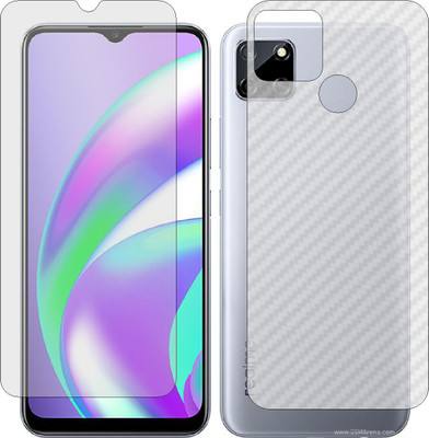 MOBART Front and Back Screen Guard for RMX2189 REALME C12 (Front Matte Finish & Back 3d Carbon Fiber)(Pack of 2)