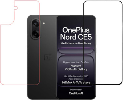 KARTRAY Front and Back Screen Guard for OnePlus Nord CE5 5G, Edge to Edge Tempered Glass, Back Screen Guard With Glossy Finish(Pack of 2)