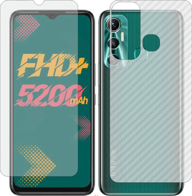 Mobling Front and Back Screen Guard for INFINIX HOT11 (Front 9H Hardness Matte & Carbon Fiber Skin for Back)(Pack of 2)
