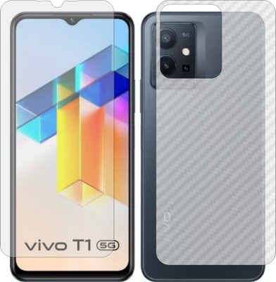 ZINGTEL Front and Back Screen Guard for VIVO T1 5G (Front Matte Finish & Back 3d Carbon Fiber)(Pack of 2)