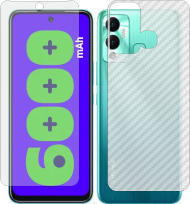 Mobling Front and Back Screen Guard for INFINIX HOT 12 PLAY (Front 9H Hardness Matte & Carbon Fiber Skin for Back)(Pack of 2)
