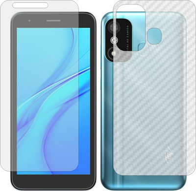 TELTREK Front and Back Screen Guard for Itel A27 (Matte Front & Carbon Fiber Back Skin Combo)(Pack of 2)