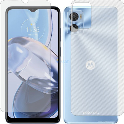 MOBART Front and Back Screen Guard for MOTOROLA MOTO E22 (Front Matte Finish & Back 3d Carbon Fiber)(Pack of 2)