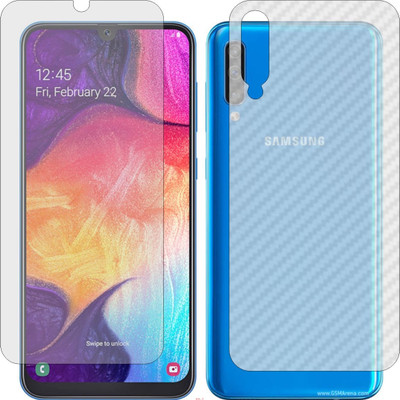 Mobling Front and Back Screen Guard for SAMSUNG A50 5G (Front 9H Hardness Matte & Carbon Fiber Skin for Back)(Pack of 2)
