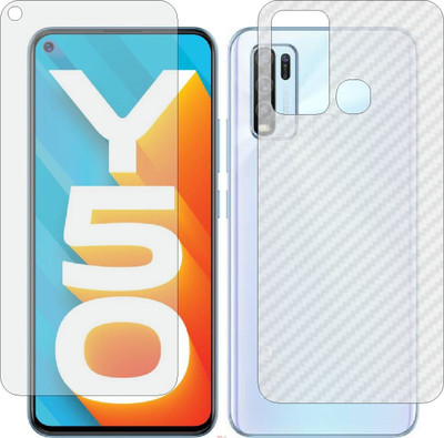 Mobling Front and Back Screen Guard for VIVO Y 50 (Front 9H Hardness Matte & Carbon Fiber Skin for Back)(Pack of 2)