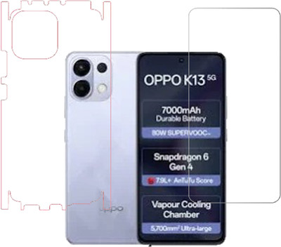 VAYUVAULT Front and Back Screen Guard for OPPO K13 5G, Tempered Glass, Back Screen Guard Glossy finish, Back Screen Guard With Side(Pack of 2)