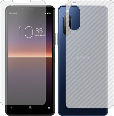 Mobling Front and Back Screen Guard for SONY XPERIA 10 II (Front 9H Hardness Matte & Carbon Fiber Skin for Back)(Pack of 2)