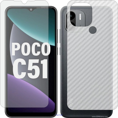 TELTREK Front and Back Screen Guard for XIAOMI POCO C51 2302EPCC4I (Front Matte Finish & Back 3d Carbon Fiber)(Pack of 2)