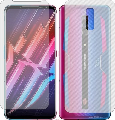 Mobling Front and Back Screen Guard for ZTE NUBIA RED MAGIC 6 PRO (Front 9H Hardness Matte & Carbon Fiber Skin for Back)(Pack of 2)