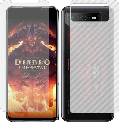 Mobling Front and Back Screen Guard for ASUS ROG PHONE 6 DIABLO IMMORTAL ED (Front 9H Hardness Matte & Carbon Fiber Skin for Back)(Pack of 2)
