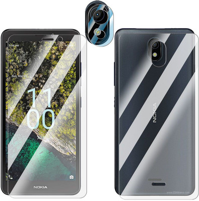 FCS Front and Back Screen Guard for Nokia C100 Front+Back+Camera (Glossy)(Pack of 3)