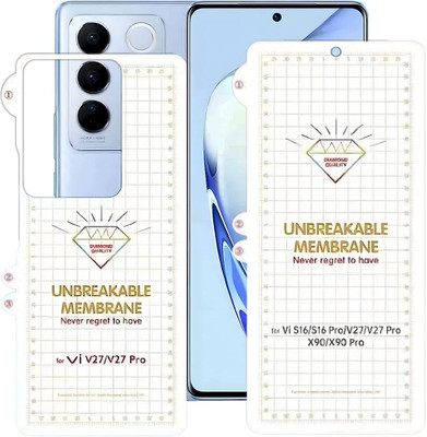 UNIKWORLD Front and Back Screen Guard for VIVO V27 Pro,Vivo V27 Pro Front and Back Screenguard Unbreakable Membrane [Fingerprint Unlock,Anti-Scratch] Front Back Screen Protector For Vivo V27 Pro(Pack of 2)