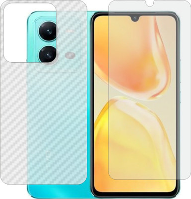 MOBART Front and Back Screen Guard for VIVO V 25 (Front Matte Finish & Back 3d Carbon Fiber)(Pack of 2)