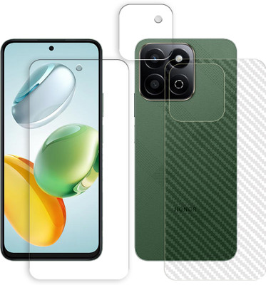 SOMTONE Front and Back Tempered Glass for Honor 200 Smart 5G Tempered Glass Screen Protector | Anti-Scratch | Edge to Edge Full Coverage | 9H Hardness (1 FRONT SCREEN GUARD + 1 BACK CARBON FIBER SKIN + 1 CAMERA LENS PROTECTOR)(Pack of 1)