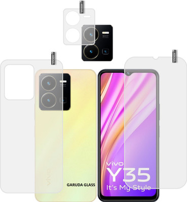 GARUDA GLASS Front and Back Screen Guard for VIVO Y35 With Camera Lens Protector(Pack of 3)