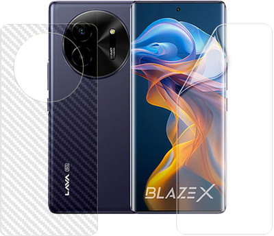 SOMTONE Front and Back Screen Guard for Lava Blaze X 5G (1 HYDROGEL SCREEN PROTECTOR WITH 1 CARBON FIBER SKIN)(Pack of 1)