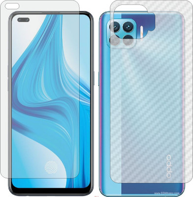 Mobling Front and Back Screen Guard for OPPO CPH2119 F17 PRO (Front 9H Hardness Matte & Carbon Fiber Skin for Back)(Pack of 2)