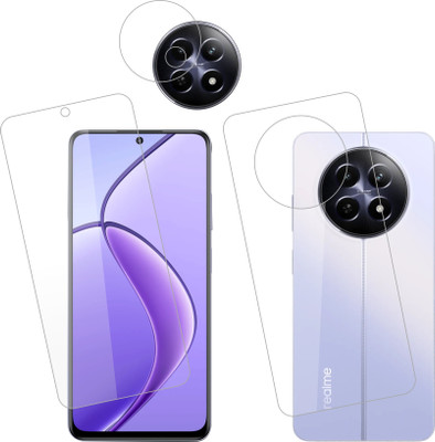 Vatsin Front and Back Tempered Glass for Realme 12x 5G, Realme 12x 5G [With Rear Camera Lens Guard](Pack of 3)
