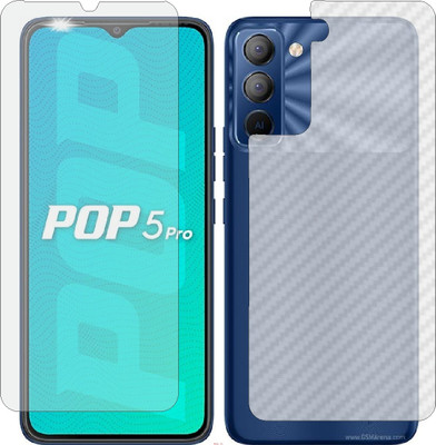 Mobling Front and Back Screen Guard for TECNO POP 5 PRO (Front 9H Hardness Matte & Carbon Fiber Skin for Back)(Pack of 2)