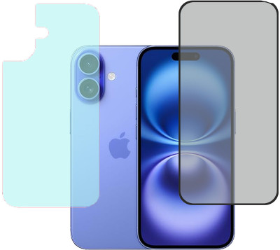 KARTRAY Front and Back Screen Guard for Apple iPhone 16(Pack of 2)