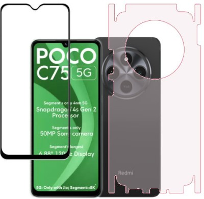 ECMERED Front and Back Tempered Glass for Poco C75 5g, Poco C75(Pack of 2)