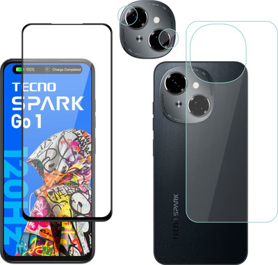 Vatsin Front and Back Tempered Glass for Tecno Spark Go 1, Tecno Spark Go 1 [With Rear Camera Lens Guard](Pack of 3)