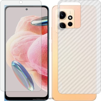 ZINGTEL Front and Back Tempered Glass for REDMI NOTE 12 4G (Front Matte Finish & Back 3d Carbon Fiber)(Pack of 2)