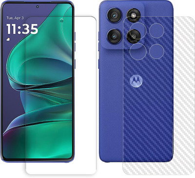 SOMTONE Front and Back Tempered Glass for Motorola Edge 60 Stylus 5G Tempered Glass Screen Protector | Anti-Scratch | Edge to Edge Full Coverage | 9H Hardness (1 FRONT TEMPERED GLASS PROTECTOR + 1 BACK CARBON FIBER SKIN)(Pack of 1)