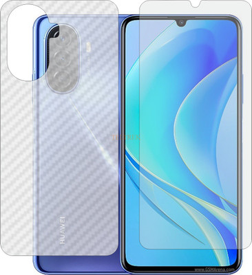TELTREK Front and Back Tempered Glass for HUAWEI NOVA Y70 PLUS MGALX9 (Front Matte Finish & Back 3d Carbon Fiber)(Pack of 2)