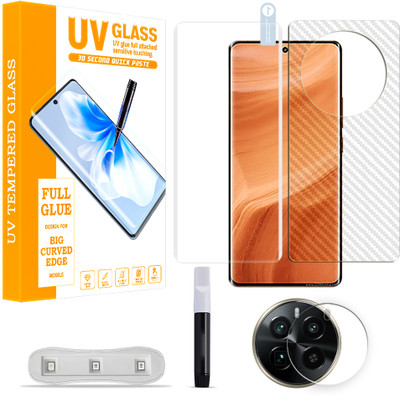 SOMTONE Front and Back Tempered Glass for Realme GT5 Pro 5G Tempered Glass Screen Protector ( 1 UV TEMPERED GLASS SCREEN PROTECTOR + 1 BACK CARBON FIBER SKIN + CAMERA LENS PROTECTOR ) UV01(Pack of 1)