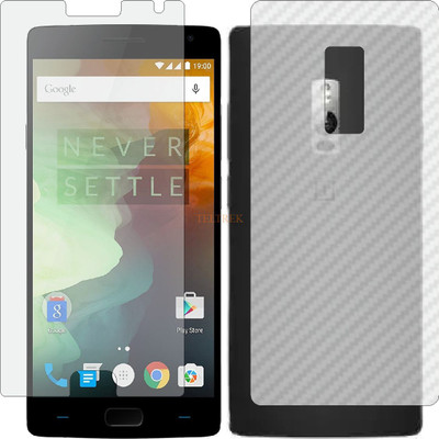 TELTREK Front and Back Tempered Glass for ONE PLUS 2 (Front Matte Finish & Back 3d Carbon Fiber)(Pack of 2)