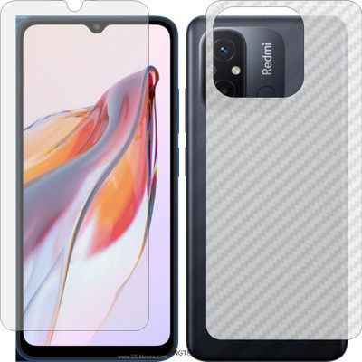 ZINGTEL Front and Back Tempered Glass for REDMI 12C (Front Matte Finish & Back 3d Carbon Fiber)(Pack of 2)
