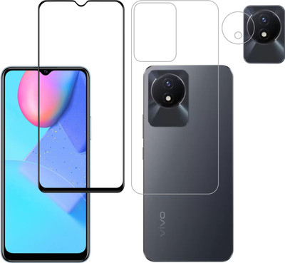 Vatsin Front and Back Tempered Glass for ViVO Y02T, ViVO Y02T [With Rear Camera Lens Guard](Pack of 3)