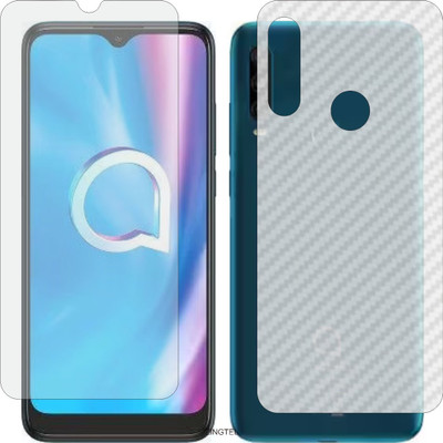ZINGTEL Front and Back Tempered Glass for ALCATEL 1SE 2020 (Front Matte Finish & Back 3d Carbon Fiber)(Pack of 2)
