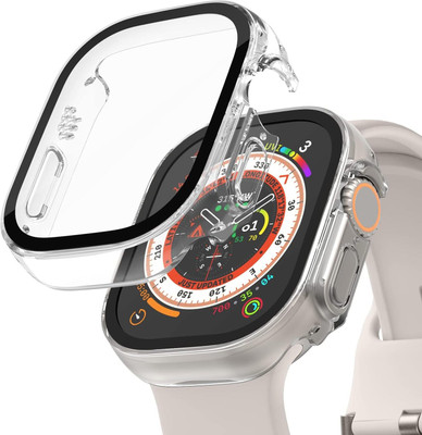 RALGUAT Edge To Edge Tempered Glass for Hard Matte Silicone Protection Front Case Cover with Attached Screen Protector Compatible for Apple Watch Ultra (49mm) Full Coverage (TRANSPARENT), Hard Case i-Watch Ultra Screen Protector Case 49mm, iWatch Protective Face Cover, Hard PC Bumper Built-in Temper RALGUAT Edge To Edge Tempered Glass for Hard Matte Silicone Protection Front Case Cover with Attached Screen Protector Compatible for Apple Watch Ultra (49mm) Full Coverage (TRANSPARENT), Hard Case i-Watch Ultra Screen Protector Case 49mm, iWatch Protective Face Cover, Hard PC Bumper Built-in Temper