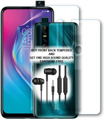 SOMTONE Front and Back Tempered Glass for Tecno Camon 15 Pro FRONT BACK TEMPERED GLASS BUY AND GET EARPHONE FREE(Pack of 1)