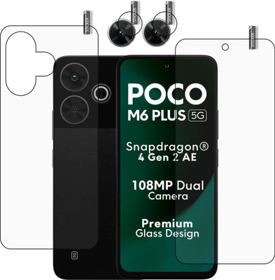 BOMGUARD Front and Back Tempered Glass for POCO M6 Plus 5G With Camera Lens Protector. POCO M6 PLUS CAMERA LENS(Pack of 3)