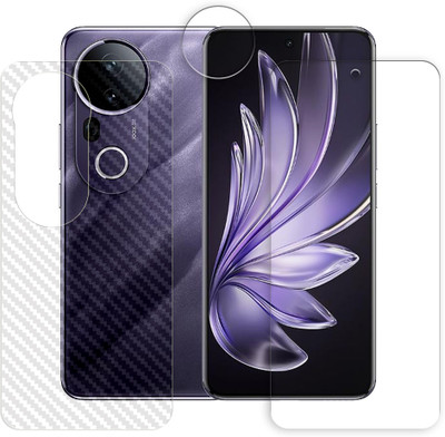 ARBAN Front and Back Tempered Glass for vivo S20 Pro 5G Tempered Glass Screen Protector | Anti-Scratch | Edge to Edge Full Coverage | 9H Hardness (1 FRONT SCREEN GUARD + 1 BACK CARBON FIBER SKIN + 1 CAMERA LENS PROTECTOR)(Pack of 1)