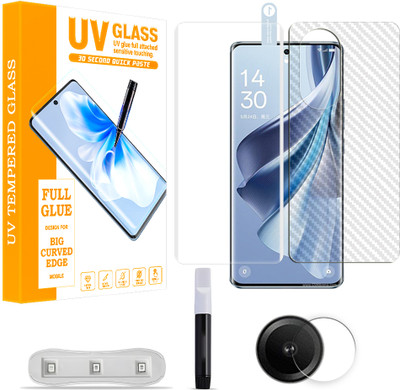 SOMTONE Front and Back Tempered Glass for Oppo Reno10 Pro 5G Tempered Glass Screen Protector ( 1 UV TEMPERED GLASS SCREEN PROTECTOR + 1 BACK CARBON FIBER SKIN + CAMERA LENS PROTECTOR ) UV01(Pack of 1)