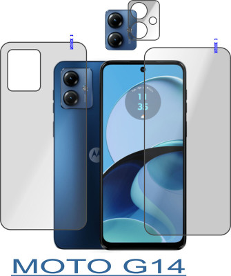 PONDRIK Front and Back Tempered Glass for MOTO G14(Pack of 3)