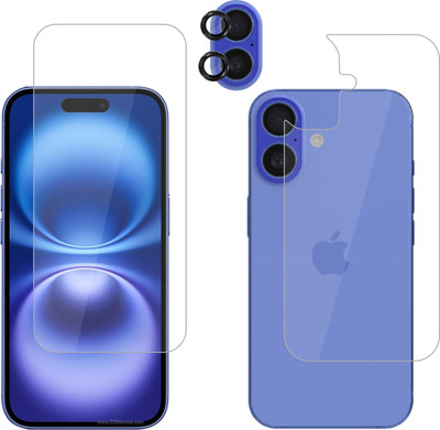 Vatsin Front and Back Tempered Glass for Apple iPhone 16 Plus, Apple iPhone 16 Plus [With Rear Camera Lens Guard](Pack of 3)