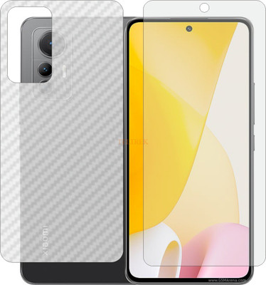 TELTREK Front and Back Tempered Glass for MI 12 LITE (Front Matte Finish & Back 3d Carbon Fiber)(Pack of 2)