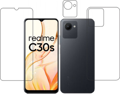 wooden craft Front and Back Tempered Glass for realme C30s {Flexible}, RMX3690, C30s(Pack of 3)
