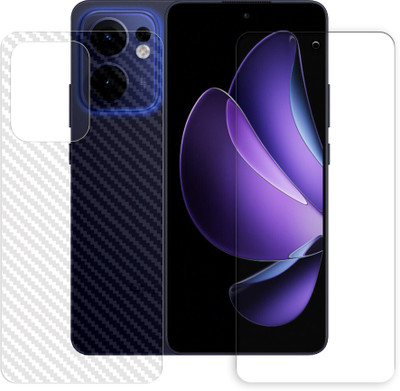 SOMTONE Front and Back Tempered Glass for Oppo Reno13 F 5G Tempered Glass Screen Protector | Anti-Scratch | Edge to Edge Full Coverage | 9H Hardness (1 FRONT TEMPERED GLASS PROTECTOR + 1 BACK CARBON FIBER SKIN)(Pack of 2)
