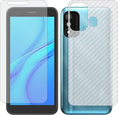MOBART Front and Back Tempered Glass for Itel A27 (Matte Front & Carbon Fiber Skin for Back)(Pack of 2)