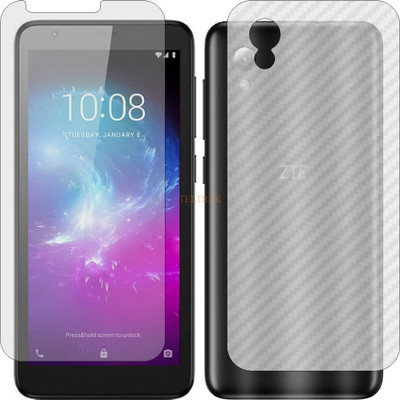 TELTREK Front and Back Tempered Glass for ZTE BLADE A3 2019 (Front Matte Finish & Back 3d Carbon Fiber)(Pack of 2)