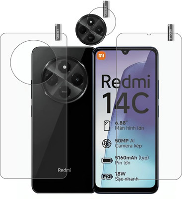 GARUDA GLASS Front and Back Tempered Glass for Redmi 14C 5G with camera lens protector(Pack of 3)
