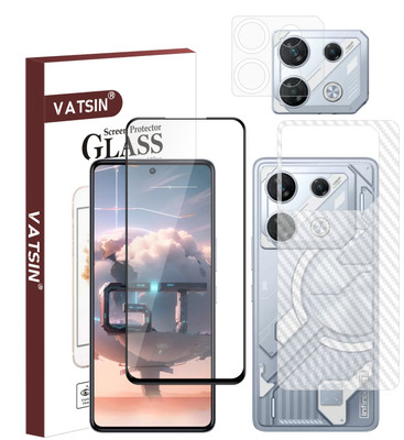 Vatsin Front and Back Tempered Glass for Infinix GT10 Pro, Infinix GT10 Pro [Back Carbon Fiber] [Rear Camera Lens Guard](Pack of 3)
